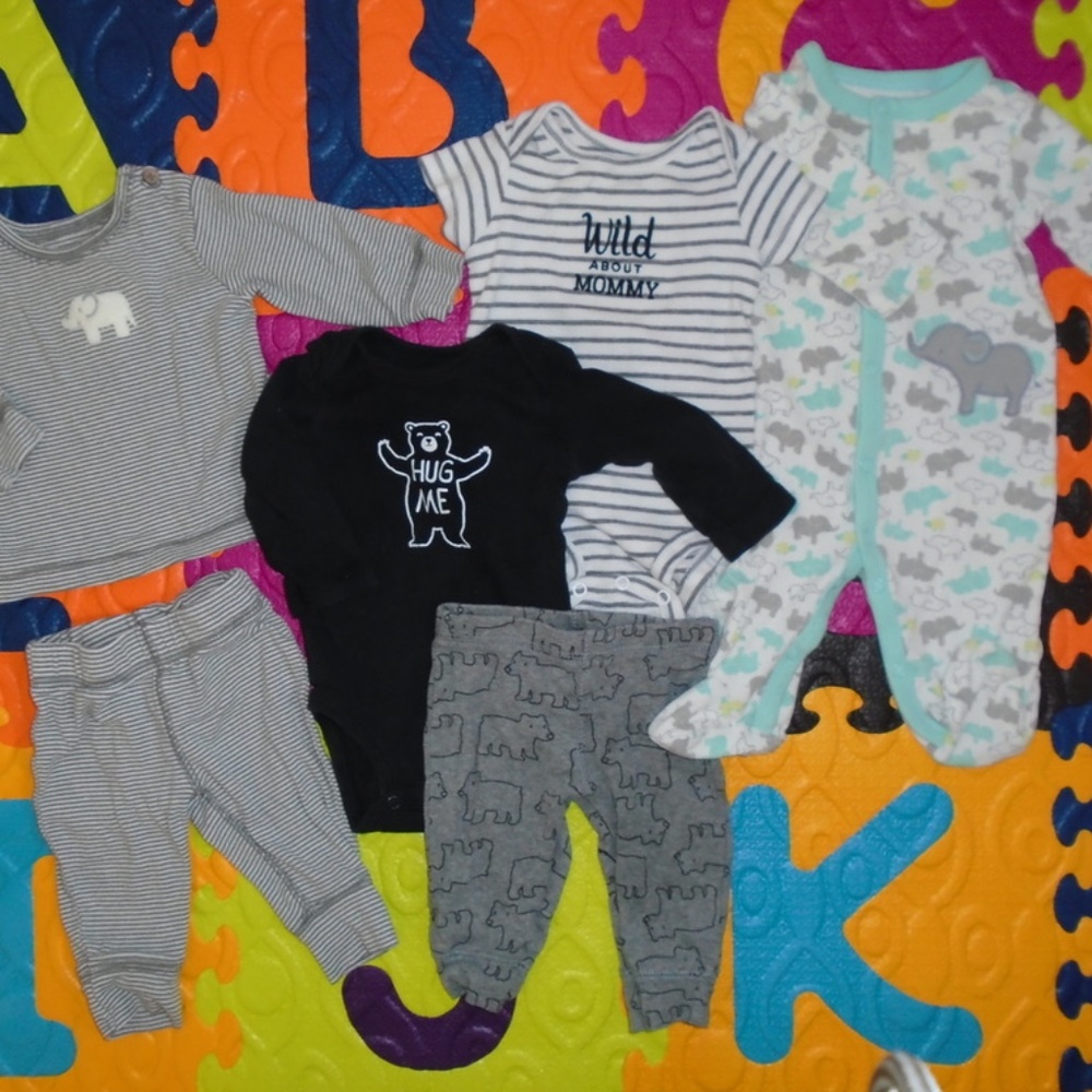Elephant and bear outfits set w/ a bonus footie pj